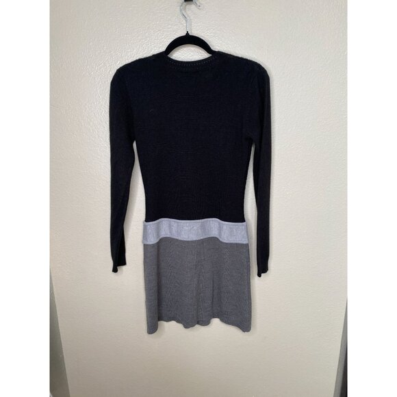 Iz Byer Women’s Black & Gray Colorblock Sweater Dress Button Detail M Mini - Picture 6 of 8